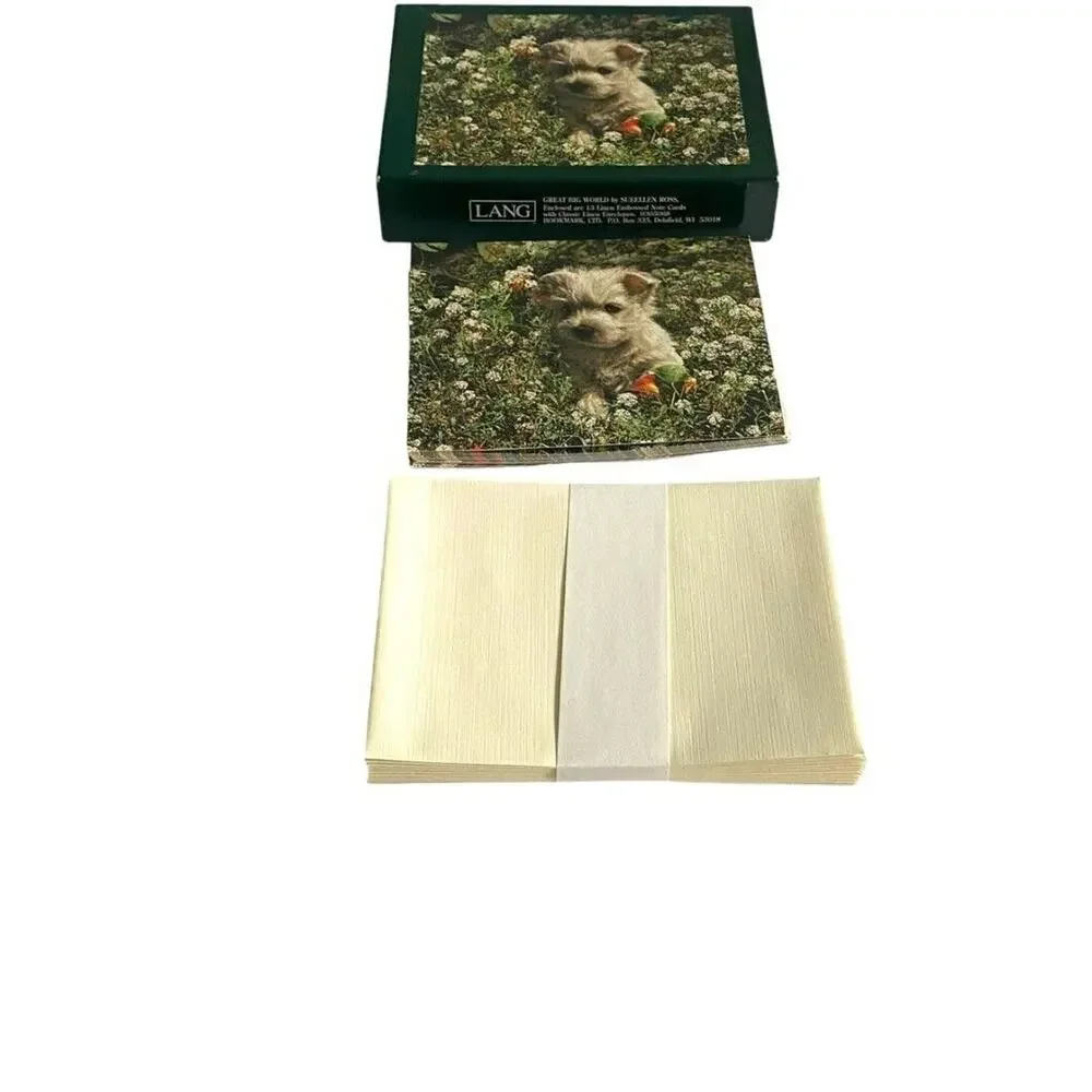 NEW Lang Westie Terrier Dog 13 Linen Embossed Blank Card Set Thank You Any Occas